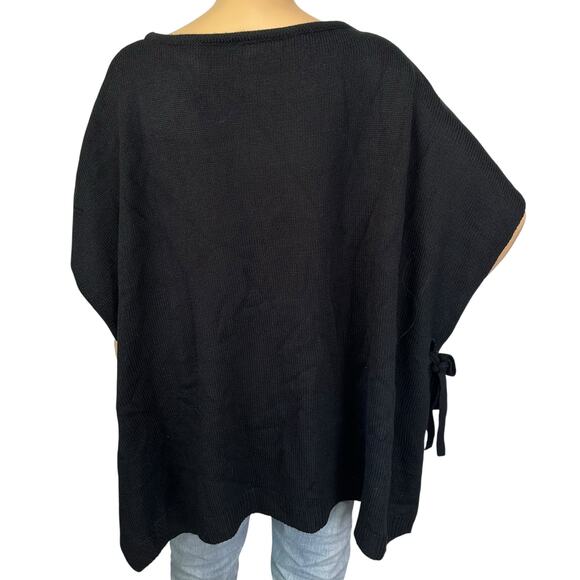 Loft Oversized Side Tie Poncho Sweater Black Pullover Size XS/S - Picture 6 of 10
